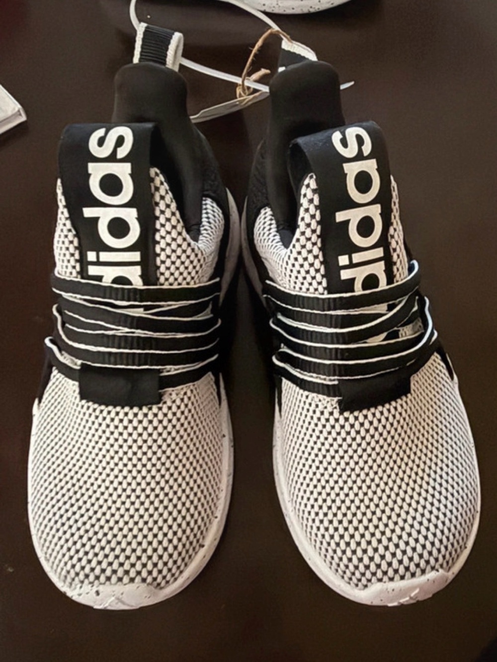 adidas kids’s kite racer adapts Black and White Knit Athletic Sneakers